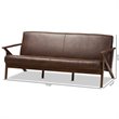 Baxton Studio Bianca Faux Leather Sofa in Dark Brown and Walnut Brown