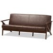 Baxton Studio Bianca Faux Leather Sofa in Dark Brown and Walnut Brown