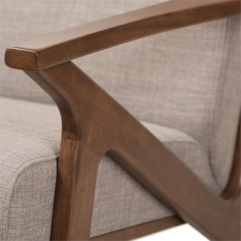 Baxton Studio Bianca Fabric Sofa in Light Gray and Walnut Brown