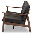 Baxton Studio Venza Faux Leather Sofa in Black and Walnut Brown