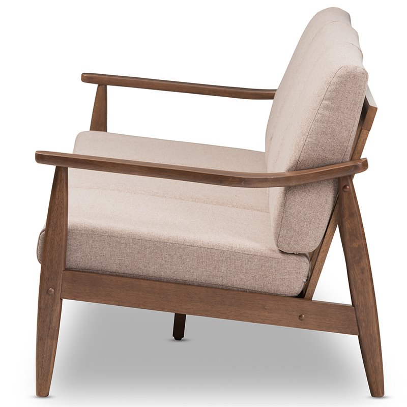Baxton Studio Venza Fabric Sofa in Light Brown and Walnut Brown