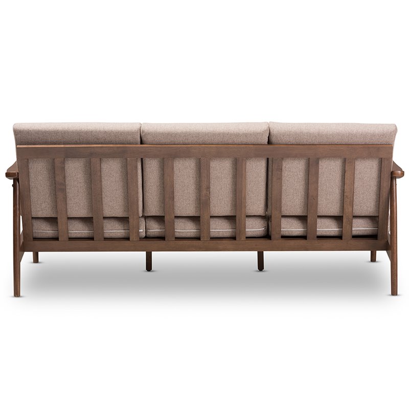 Baxton Studio Venza Fabric Sofa in Light Brown and Walnut Brown