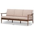 Baxton Studio Venza Fabric Sofa in Light Brown and Walnut Brown