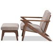 Baxton Studio Bianca Accent Arm Chair with Ottoman in Gray and Brown