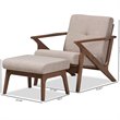 Baxton Studio Bianca Accent Arm Chair with Ottoman in Gray and Brown