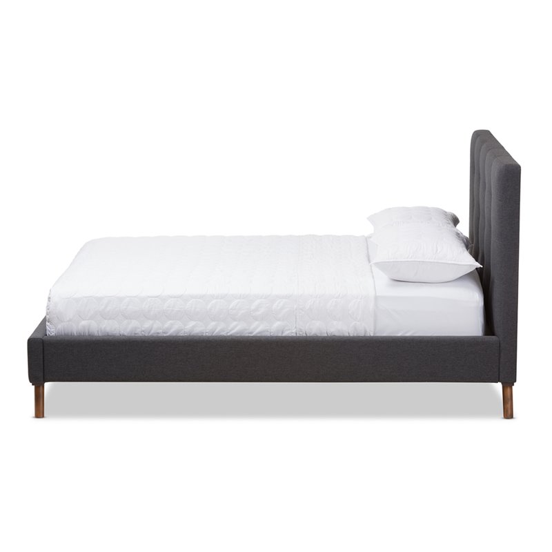 Baxton Studio Valencia Upholstered Queen Platform Bed in Dark Gray ...