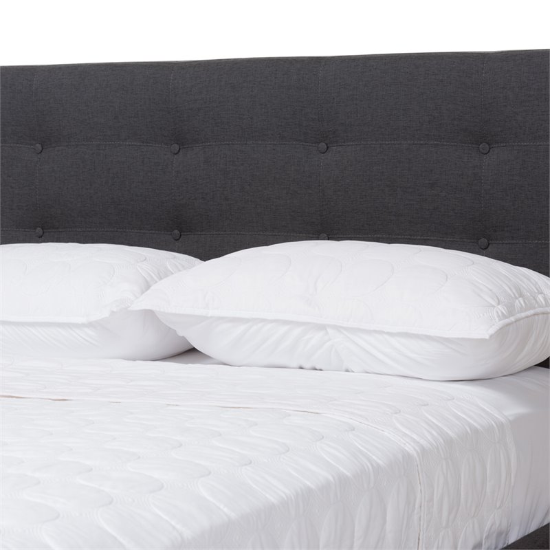Baxton Studio Valencia Upholstered Queen Platform Bed in Dark Gray