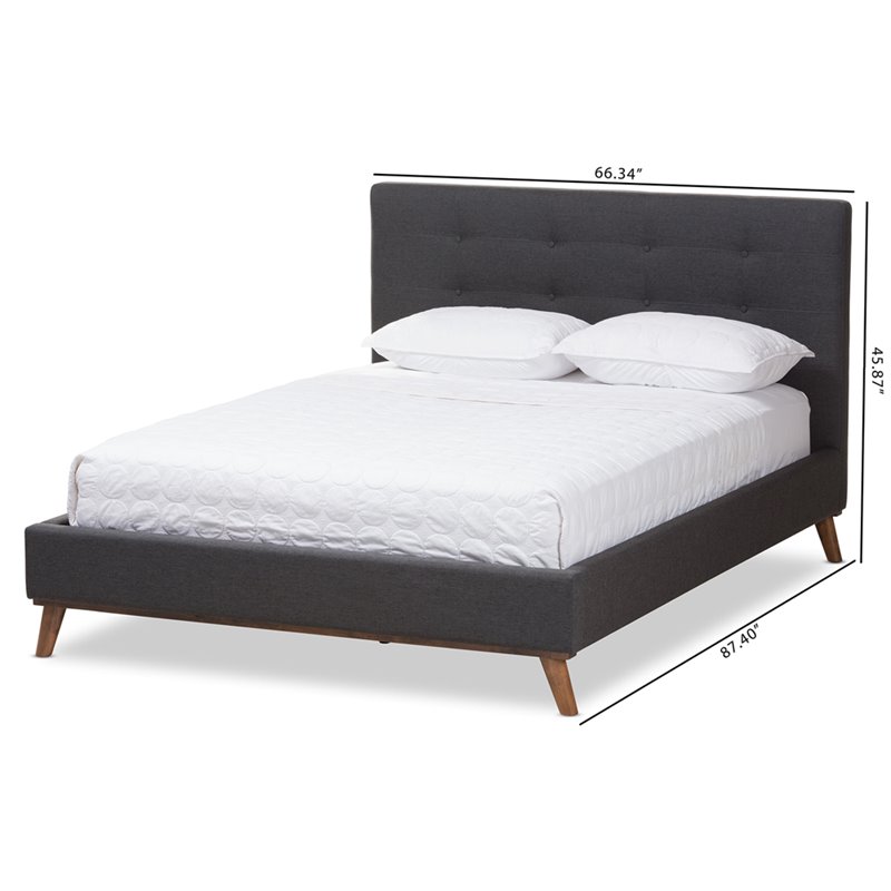 Baxton Studio Valencia Upholstered Queen Platform Bed in Dark Gray