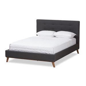 baxton studio valencia upholstered platform bed in dark gray
