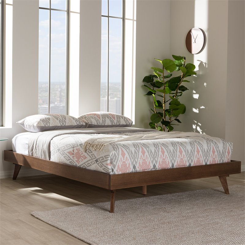 Baxton Studio Jacob Full Platform Bed in Walnut Brown