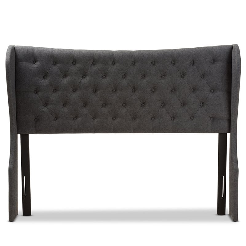 Baxton Studio Cadence Queen Winged Panel Headboard in Dark Gray