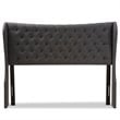 Baxton Studio Cadence Queen Winged Panel Headboard in Dark Gray
