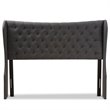 Baxton Studio Cadence King Winged Panel Headboard in Dark Gray