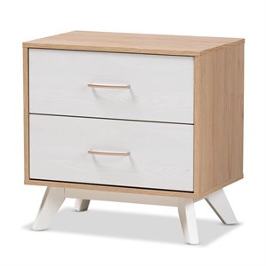 baxton studio helena 2 drawer nightstand in natural and whitewash