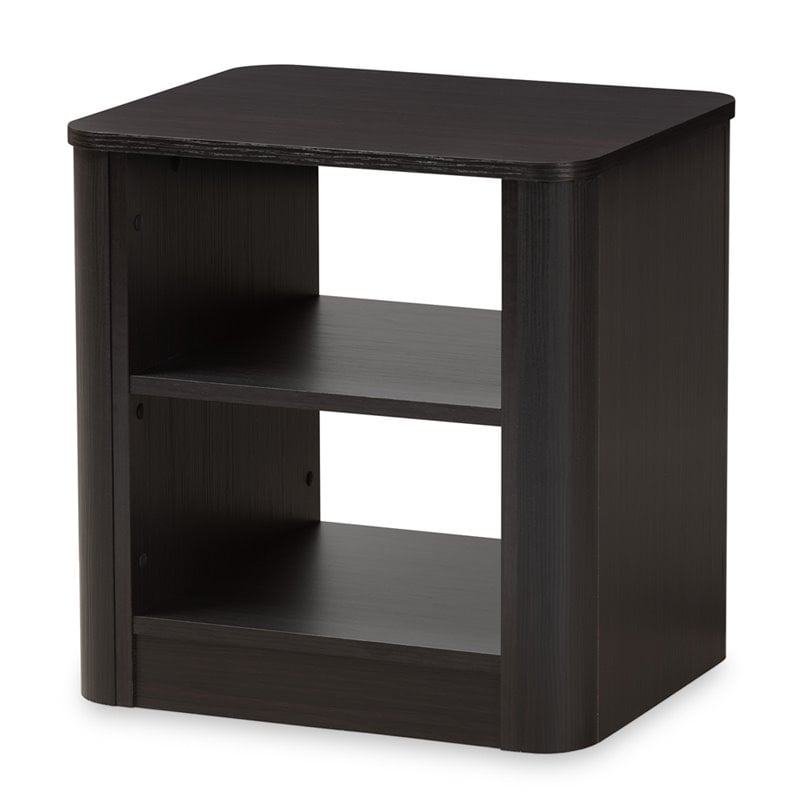 Baxton Studio Carlingford 2 Shelf Nightstand In Dark Brown 7969