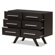 Baxton Studio Auburn 6 Drawer Double Dresser in Dark Brown