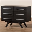 Baxton Studio Auburn 6 Drawer Double Dresser in Dark Brown