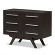 Baxton Studio Auburn 6 Drawer Double Dresser in Dark Brown