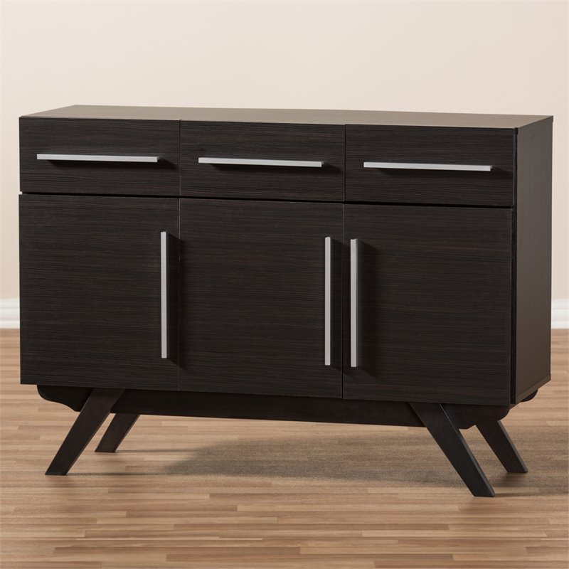 Baxton Studio Ashfield Wood Top Buffet in Dark Brown