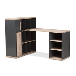 Baxton Studio Pandora Writing Desk in Gray and Brown