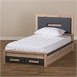 Baxton Studio Pandora Twin Storage Platform Bed in Gray and Oak Brown