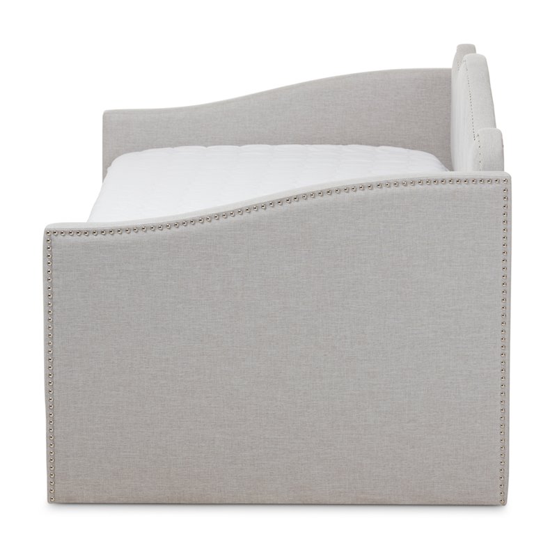 Baxton Studio Kaija Fabric Daybed with Trundle in Grayish Beige
