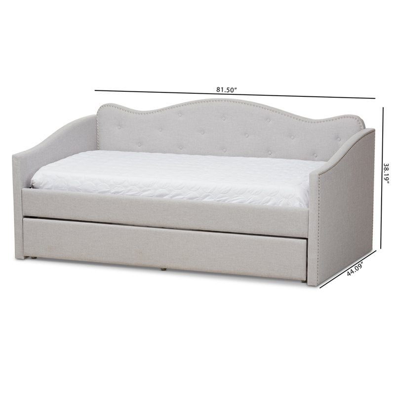 Baxton Studio Kaija Fabric Daybed with Trundle in Grayish Beige