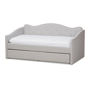 Baxton Studio Kaija Fabric Daybed with Trundle in Grayish Beige