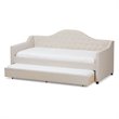 Baxton Studio Perry Fabric Daybed with Trundle in Light Beige