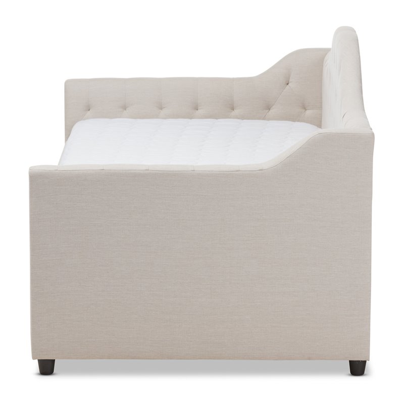 Baxton Studio Perry Fabric Daybed with Trundle in Light Beige