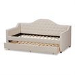 Baxton Studio Perry Fabric Daybed with Trundle in Light Beige