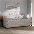 Baxton Studio Perry Fabric Daybed with Trundle in Light Beige