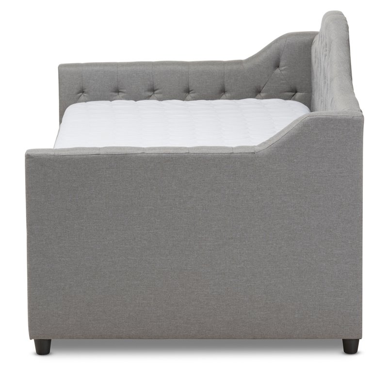 Baxton Studio Perry Fabric Daybed with Trundle in Light Gray