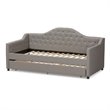 Baxton Studio Perry Fabric Daybed with Trundle in Light Gray