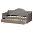 Baxton Studio Perry Fabric Daybed with Trundle in Light Gray