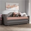 Baxton Studio Perry Fabric Daybed with Trundle in Light Gray