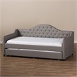 Baxton Studio Perry Fabric Daybed with Trundle in Light Gray