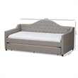 Baxton Studio Perry Fabric Daybed with Trundle in Light Gray