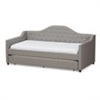 Baxton Studio Perry Fabric Daybed with Trundle in Light Gray