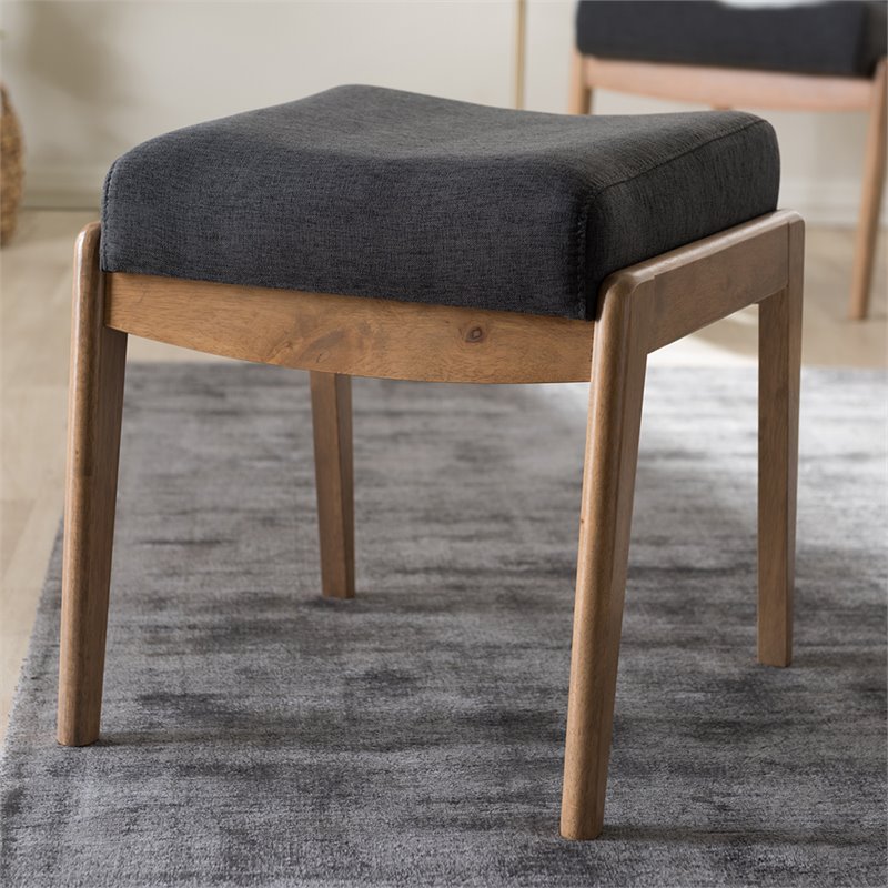 Baxton Studio Wera Fabric Ottoman in Dark Gray
