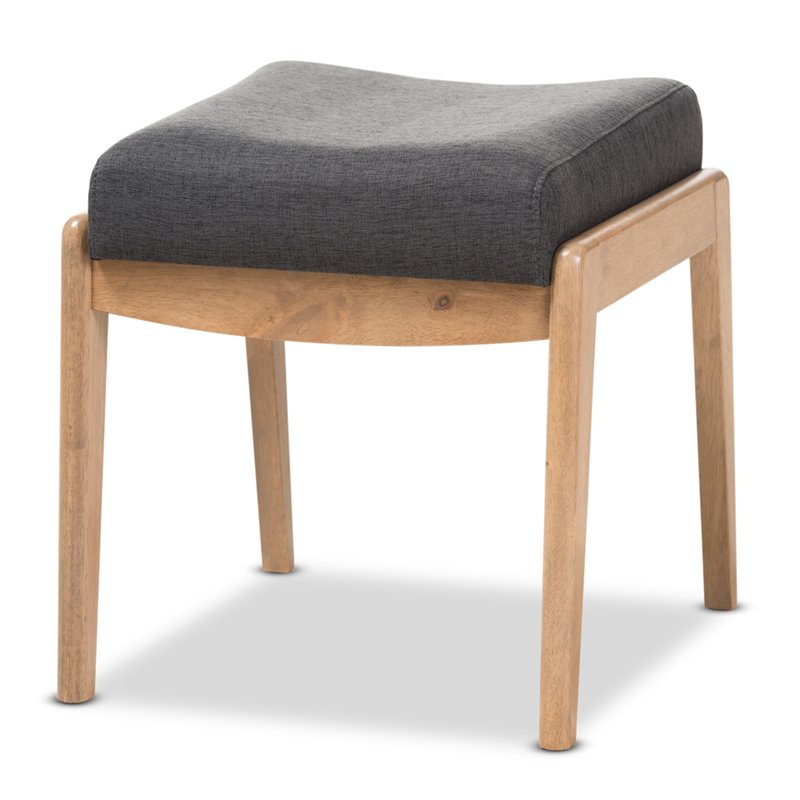 Baxton Studio Wera Fabric Ottoman in Dark Gray