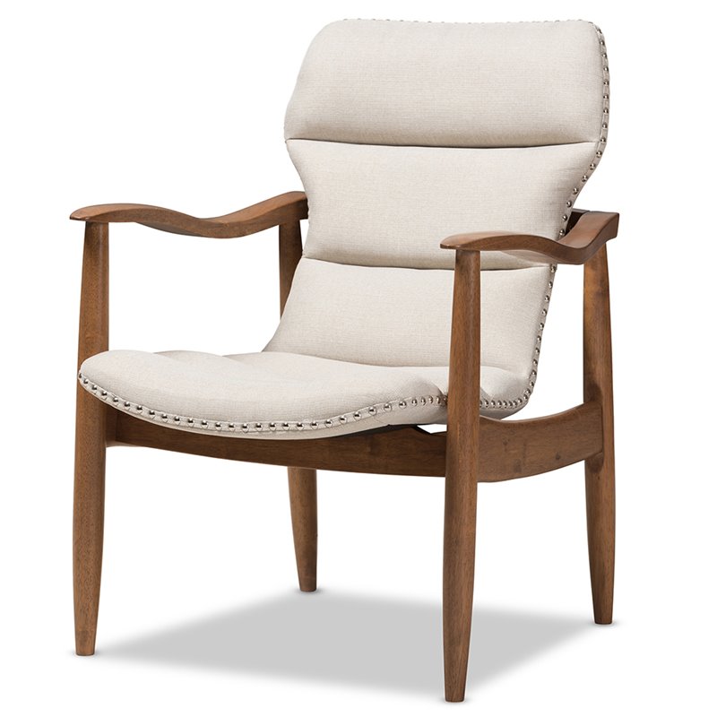 Baxton Studio Hadley Accent Arm Chair in Light Beige