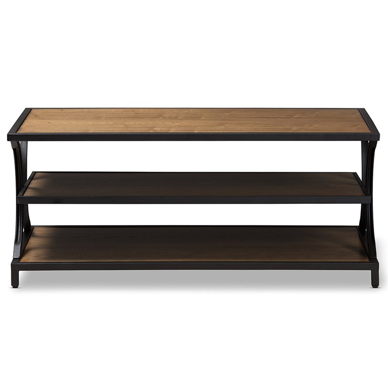 Baxton Studio Lancashire Storage Coffee Table in Oak Brown and Black