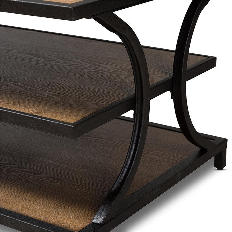 Baxton Studio Lancashire Storage Coffee Table in Oak Brown and Black