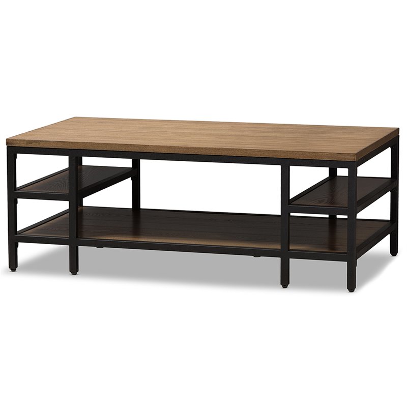 Baxton Studio Caribou Storage Coffee Table In Oak Brown And Black 7612