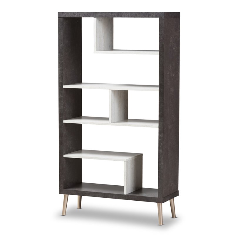 Baxton Studio Atlantic Bookcase in Brown and Gray Cymax Business