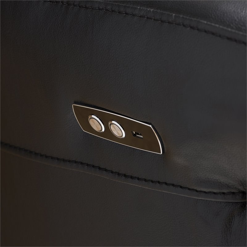 Baxton Studio Amaris 5 Piece Leather Reclining Sectional in Black