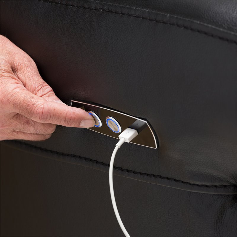 Baxton Studio Amaris 5 Piece Leather Reclining Sectional in Black