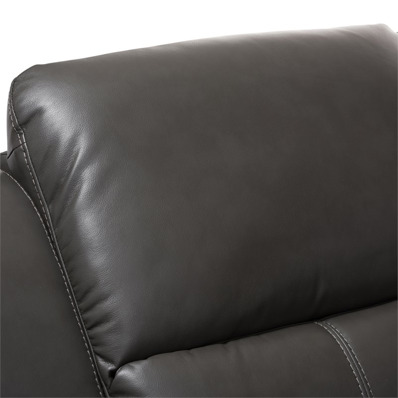 Baxton Studio Amaris 5 Piece Leather Reclining Sectional in Gray