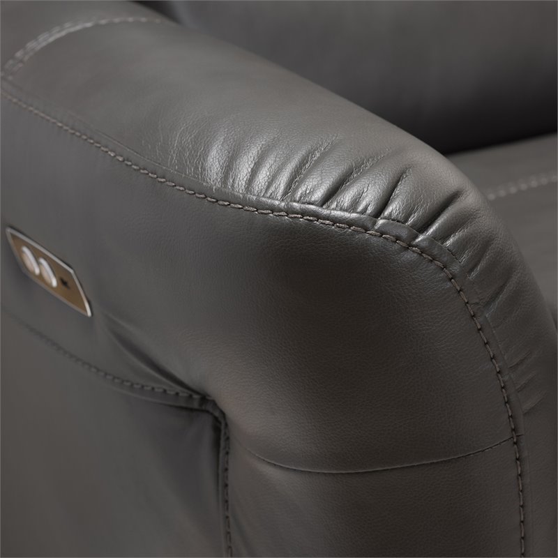 Baxton Studio Amaris 5 Piece Leather Reclining Sectional in Gray